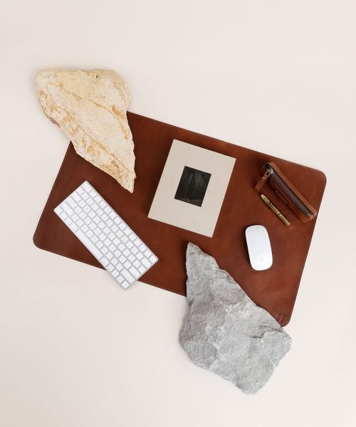 Cubre escritorio cuero café