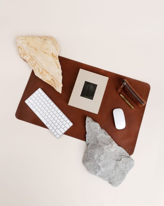 Cubre escritorio cuero café