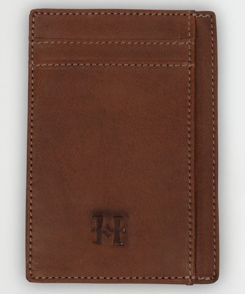 Tarjetero cuero café