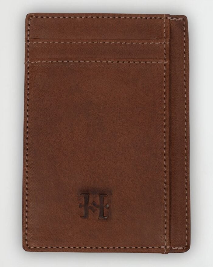 Tarjetero cuero café
