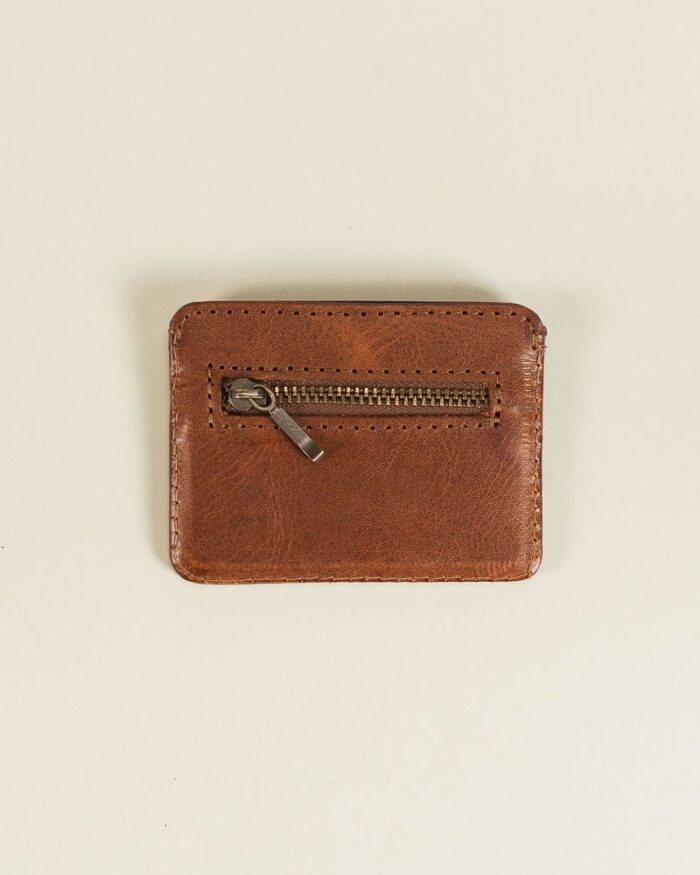 Tarjetero de cuero café