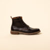 Bota de cuero Mati, cafe oscuro vista lateral.