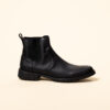 Botín de hombre en cuero Chelsea casual negro, vista lateral