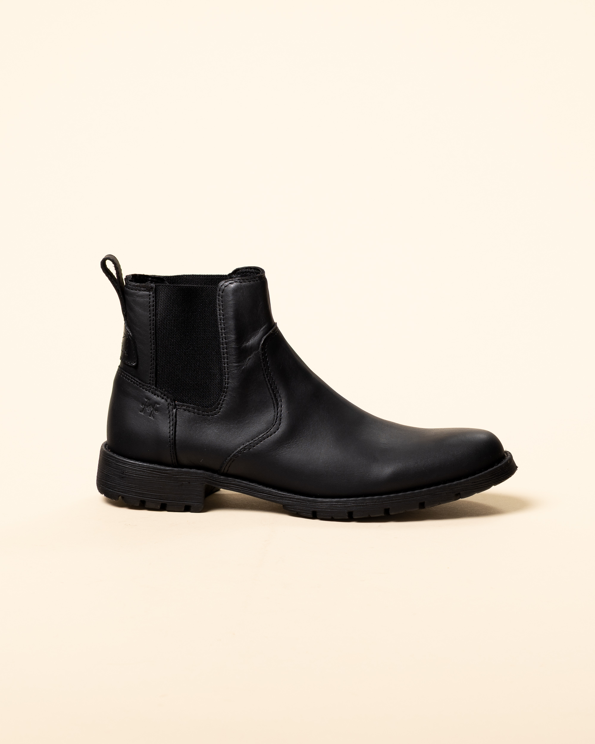 Botín de hombre en cuero Chelsea casual negro, vista lateral